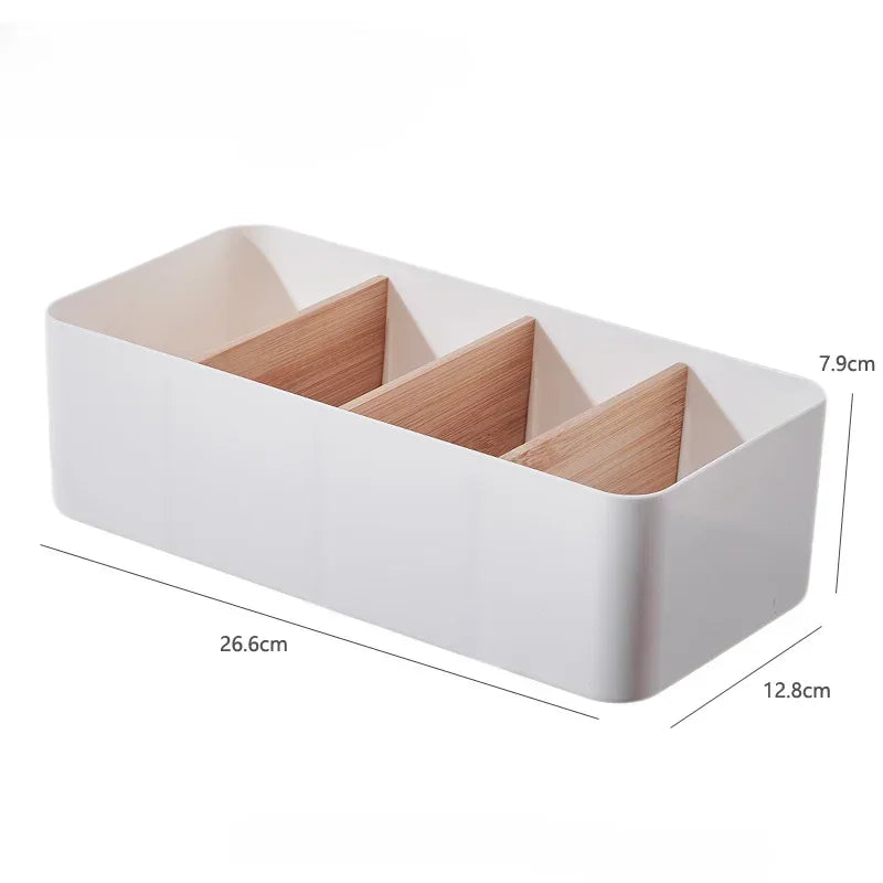 Organisateur Bureau Multifonctionnel Blanc - Rangement Compartiments Cosmétiques et Fournitures, Style Épuré