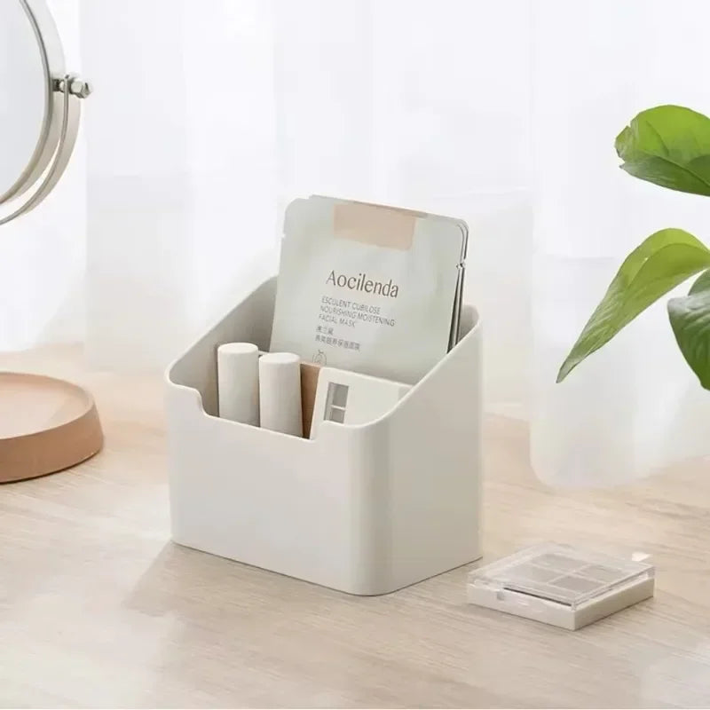 Organisateur Bureau Multifonctionnel Blanc - Rangement Compartiments Cosmétiques et Fournitures, Style Épuré