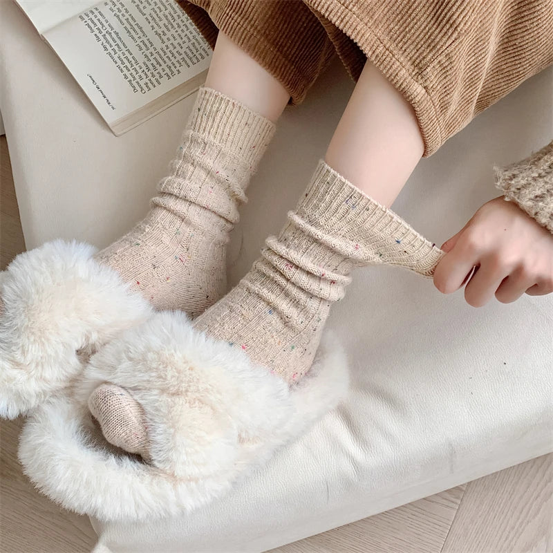 Chaussettes Femme Hiver - Rayées Chaudes en Laine, Mode Casual Automne