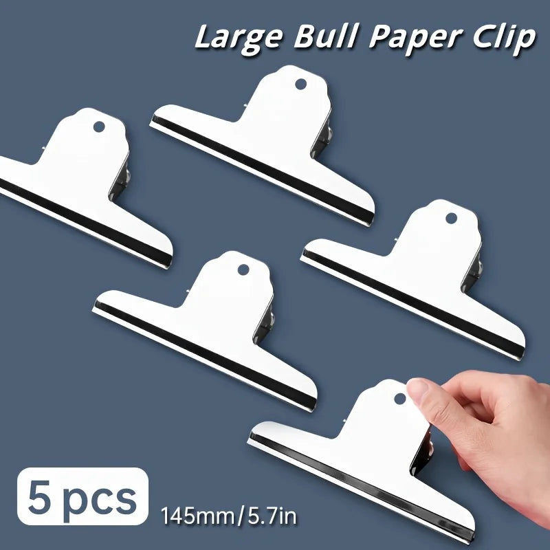 Clips Géants Métal Forme Taureau 14,5cm - Pinces Décoratives Bureau Tableau Affichage Photos