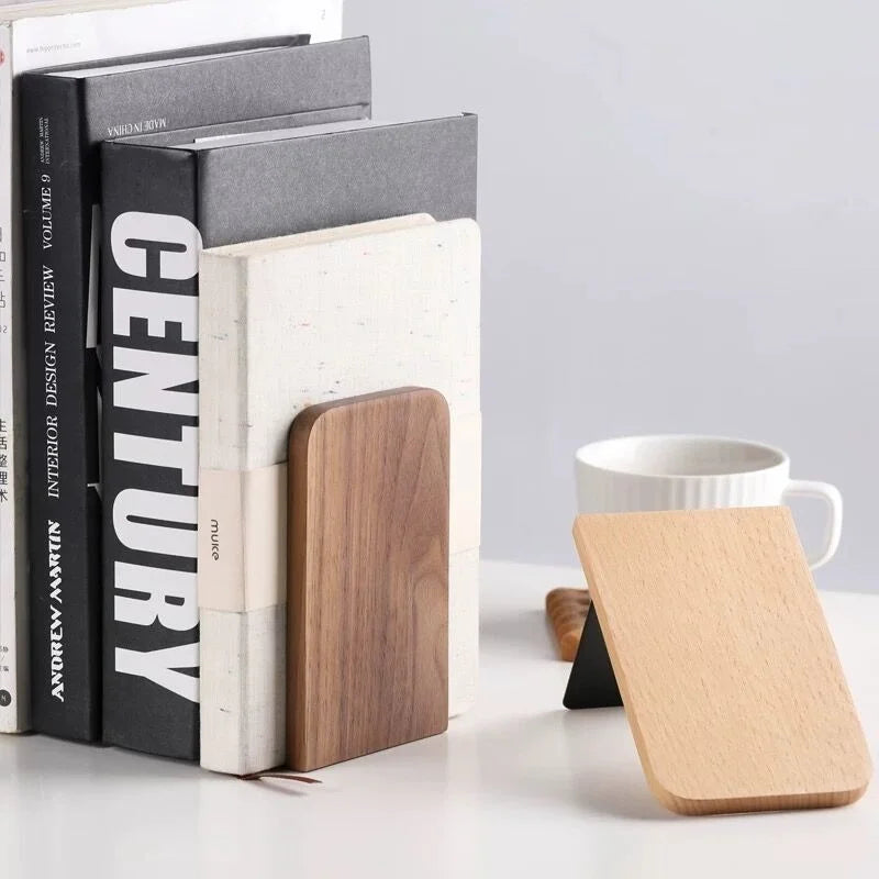 Serre-Livres Organisateur Bureau Bois Naturel - Support Rangement Livres et Accessoires
