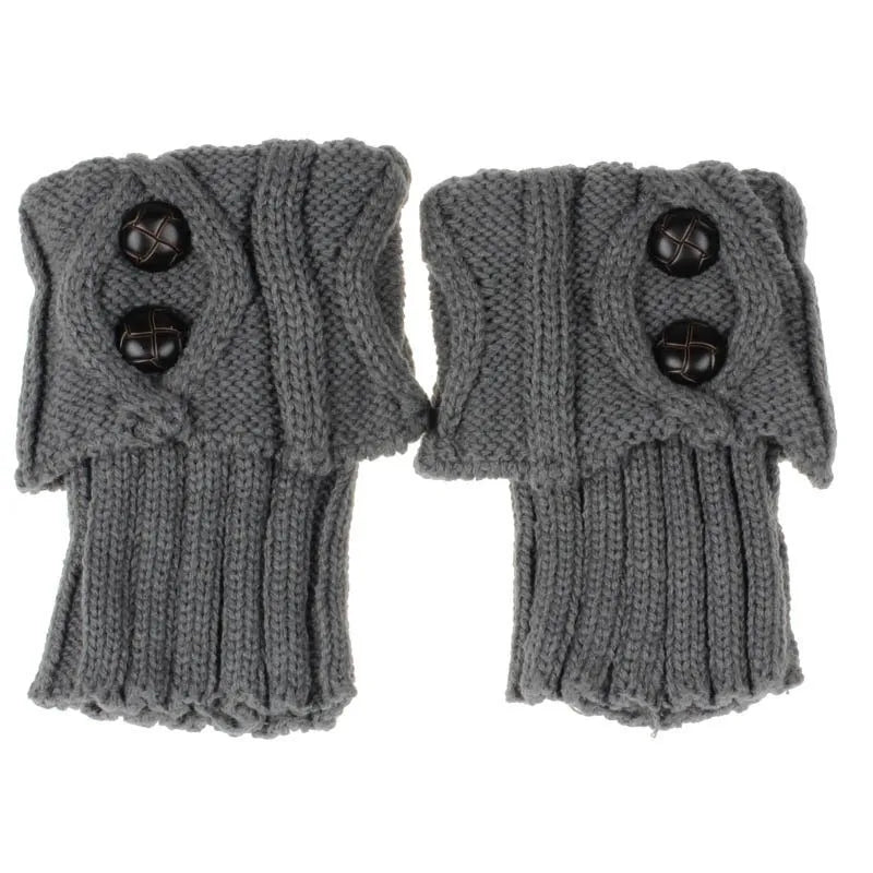 Jambières Laine Tricotée avec Boutons - Chaussettes Chaudes Motif Losange, Couvre-Bottes Automne Hiver
