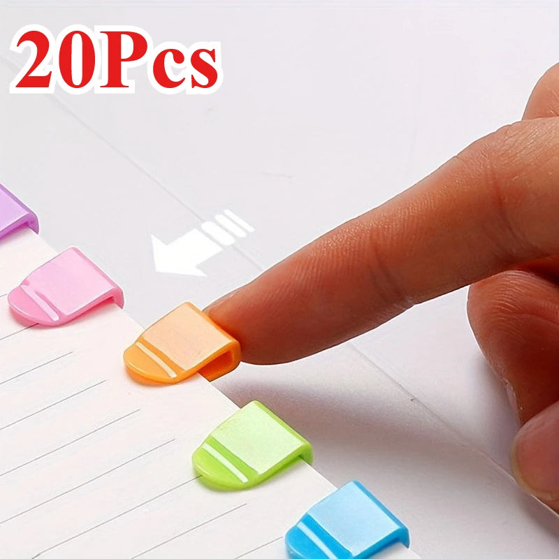 Set 20 Clips Marque-Pages Colorés - Signets Documents et Livres, Organisateurs Coin de Page