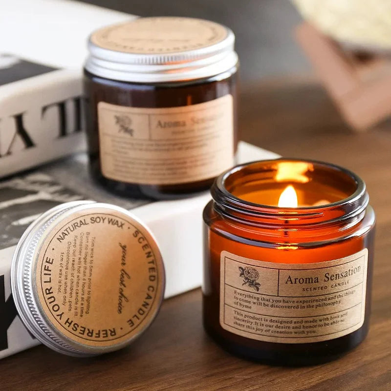 Bougie Parfumée Soja Sans Fumée - Huiles Essentielles Poire Anglaise Freesia - Décoration Luxe