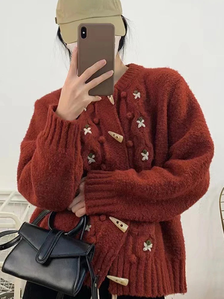 Cardigan Femme Automne Classique - Pull Col Rond Doux Tricoté, Coupe Ample