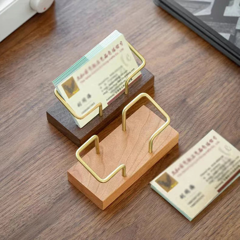 Porte-Cartes de Visite en Bois - Organisateur de Bureau Élégant