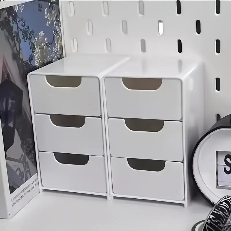 Organisateur de Bureau Chic 3 Étages avec Tiroirs - Parfait pour Fournitures, Bijoux et Cosmétiques