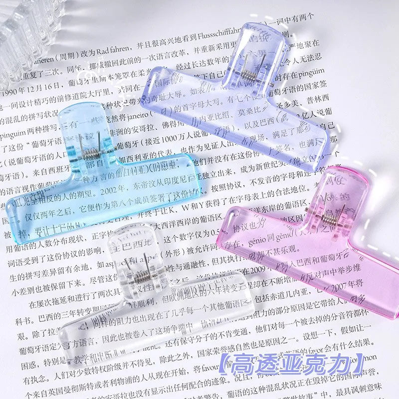 Clips Reliure Acrylique Colorés Transparents - Pinces Documents Planner, Organisateurs Bureau Étudiant