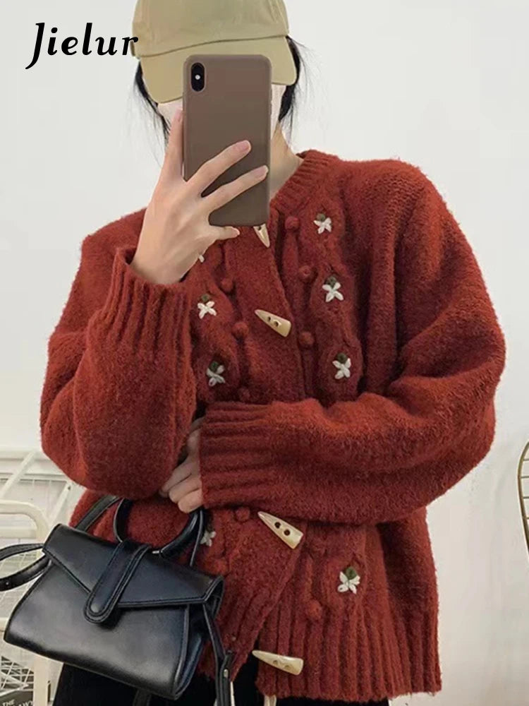 Cardigan Femme Automne Classique - Pull Col Rond Doux Tricoté, Coupe Ample