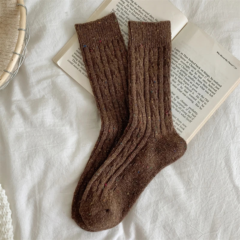 Chaussettes Femme Hiver - Rayées Chaudes en Laine, Mode Casual Automne