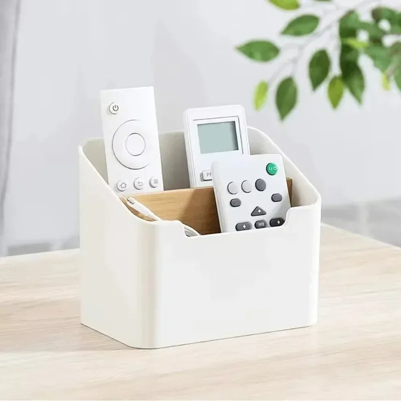 Organisateur Bureau Multifonctionnel Blanc - Rangement Compartiments Cosmétiques et Fournitures, Style Épuré