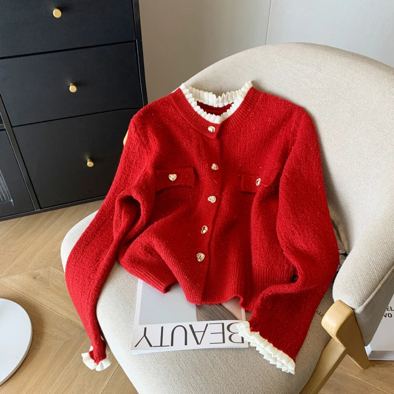 Cardigan Femme Automne - Pull Court Cozy Style Coréen, Design Délicat Coupe Ample