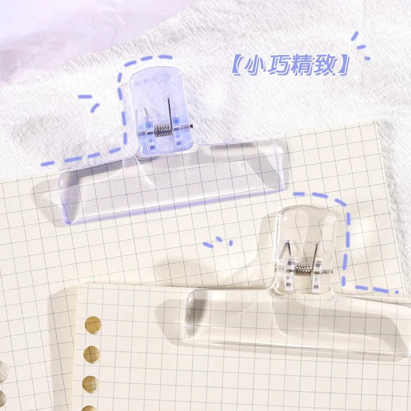 Clips Reliure Acrylique Colorés Transparents - Pinces Documents Planner, Organisateurs Bureau Étudiant