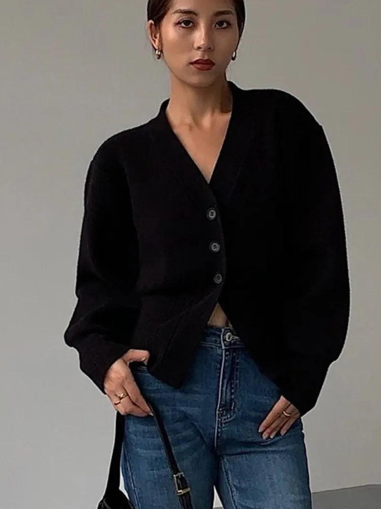 Cardigan Femme Automne - Pull Tricoté Élégant Manches Longues, Style Coréen Casual Chic