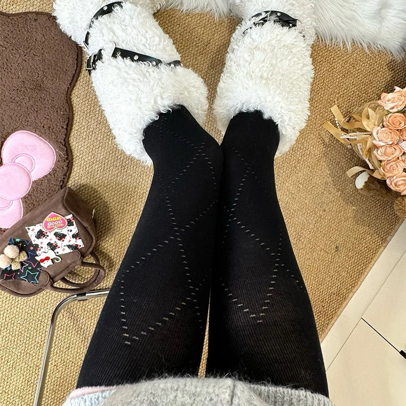 Collants Tricotés Jacquard Automne 2025 - Leggings Élégants Motif Texturé Femme