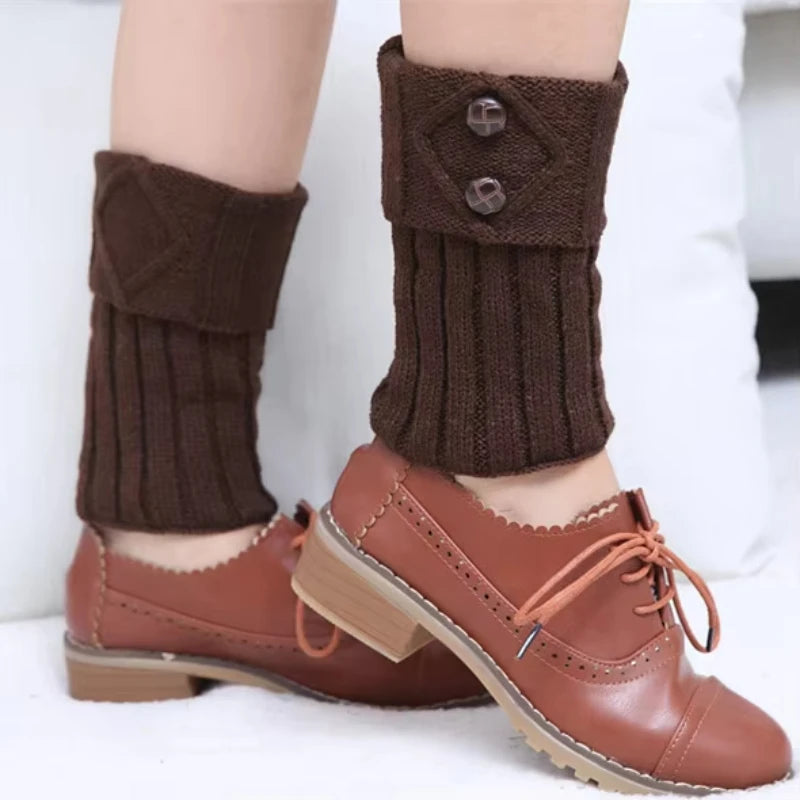 Jambières Laine Tricotée avec Boutons - Chaussettes Chaudes Motif Losange, Couvre-Bottes Automne Hiver