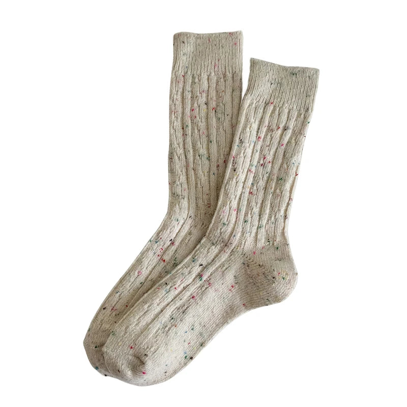 Chaussettes Femme Hiver - Rayées Chaudes en Laine, Mode Casual Automne