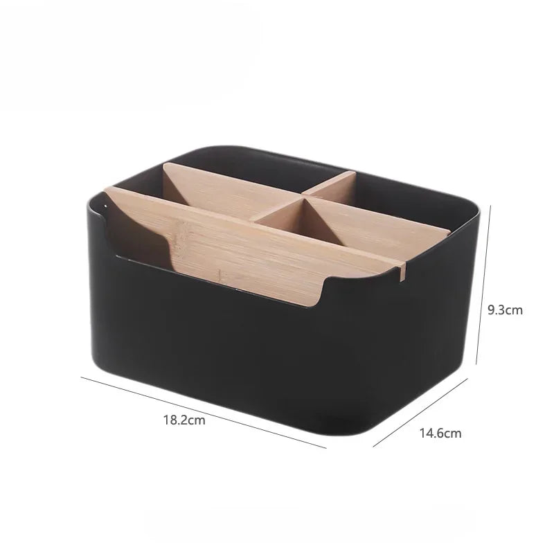 Organisateur Bureau Multifonctionnel Blanc - Rangement Compartiments Cosmétiques et Fournitures, Style Épuré