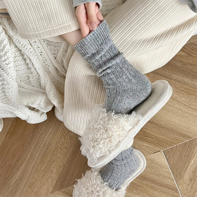Chaussettes Femme Hiver - Rayées Chaudes en Laine, Mode Casual Automne
