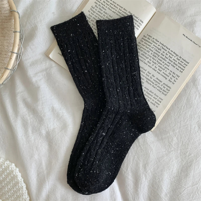 Chaussettes Femme Hiver - Rayées Chaudes en Laine, Mode Casual Automne