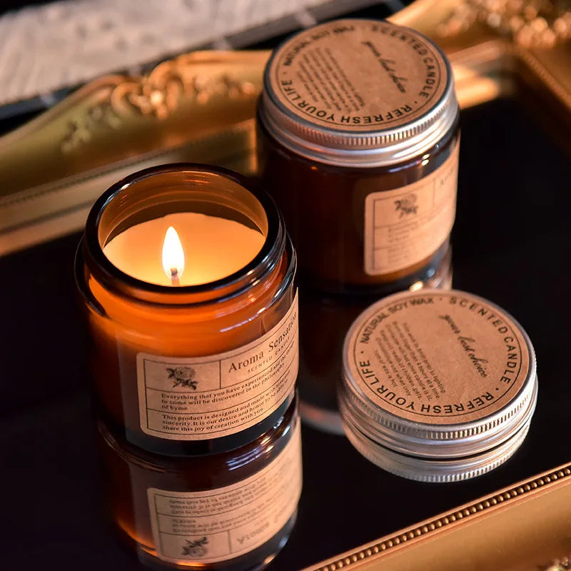 Bougie Parfumée Soja Sans Fumée - Huiles Essentielles Poire Anglaise Freesia - Décoration Luxe