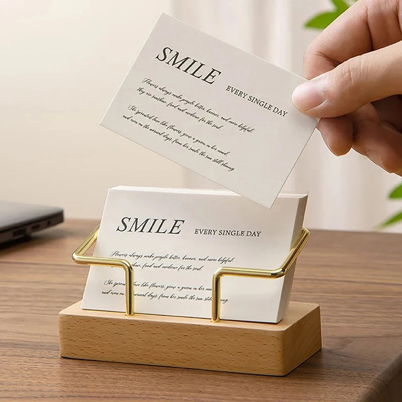 Porte-Cartes de Visite en Bois - Organisateur de Bureau Élégant