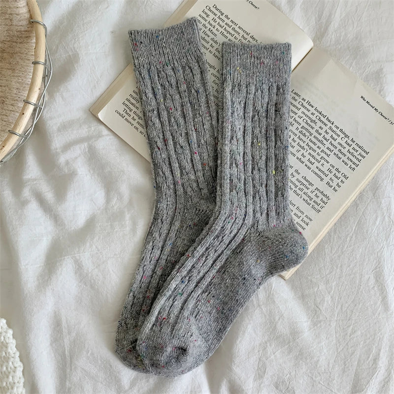 Chaussettes Femme Hiver - Rayées Chaudes en Laine, Mode Casual Automne
