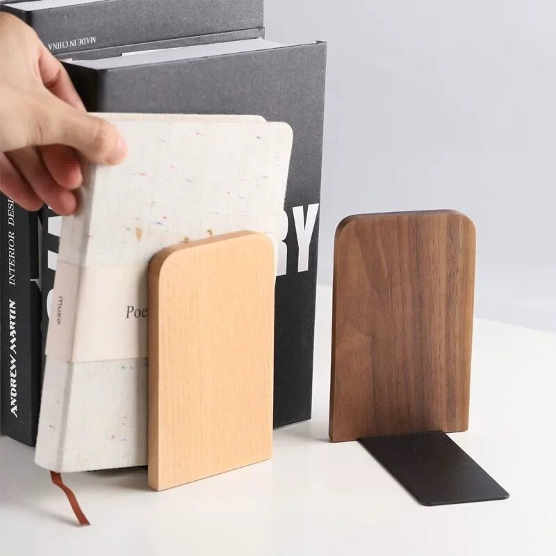 Serre-Livres Organisateur Bureau Bois Naturel - Support Rangement Livres et Accessoires