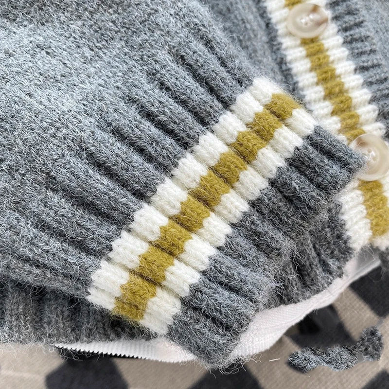 Cardigan Imprimé Lettres - Veste Tricot Boutonnée Oversize
