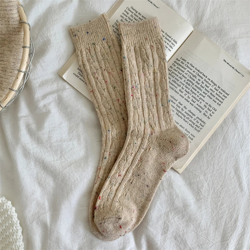 Chaussettes Femme Hiver - Rayées Chaudes en Laine, Mode Casual Automne