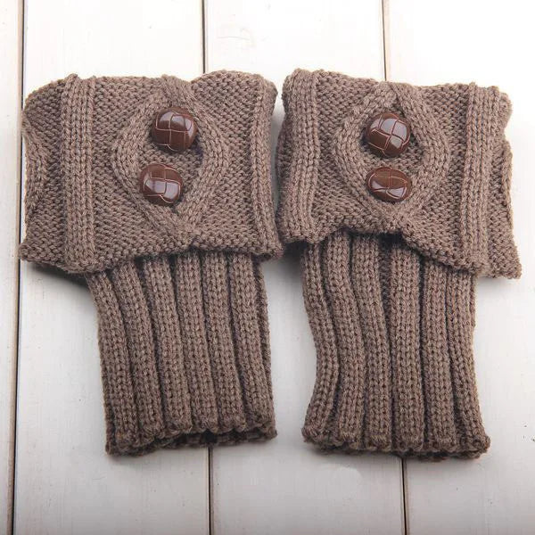 Jambières Laine Tricotée avec Boutons - Chaussettes Chaudes Motif Losange, Couvre-Bottes Automne Hiver
