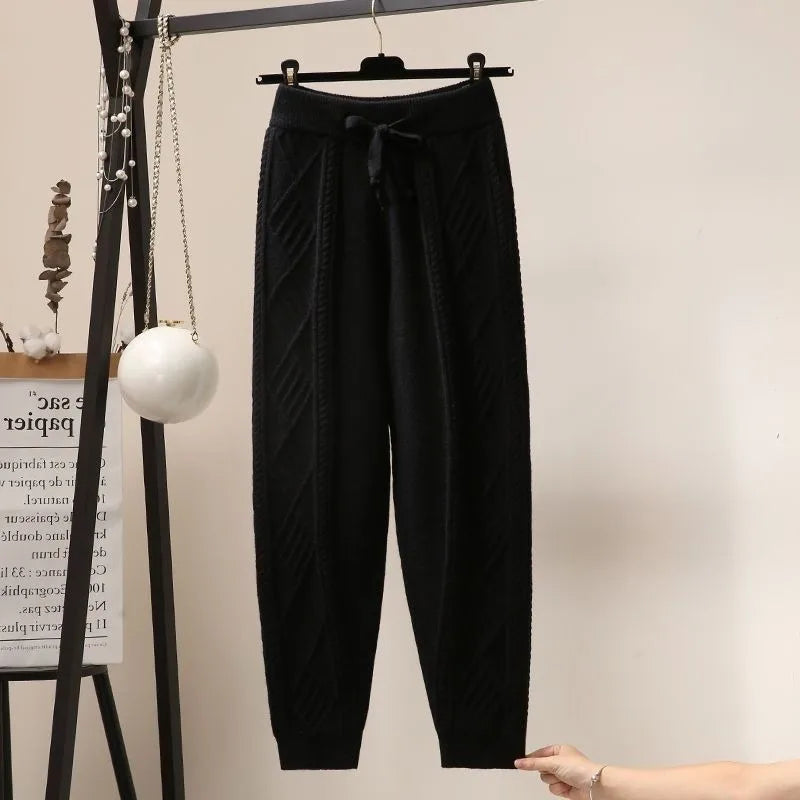 Pantalon Large Femme Tricot Épais - Coupe Ample Automne Hiver