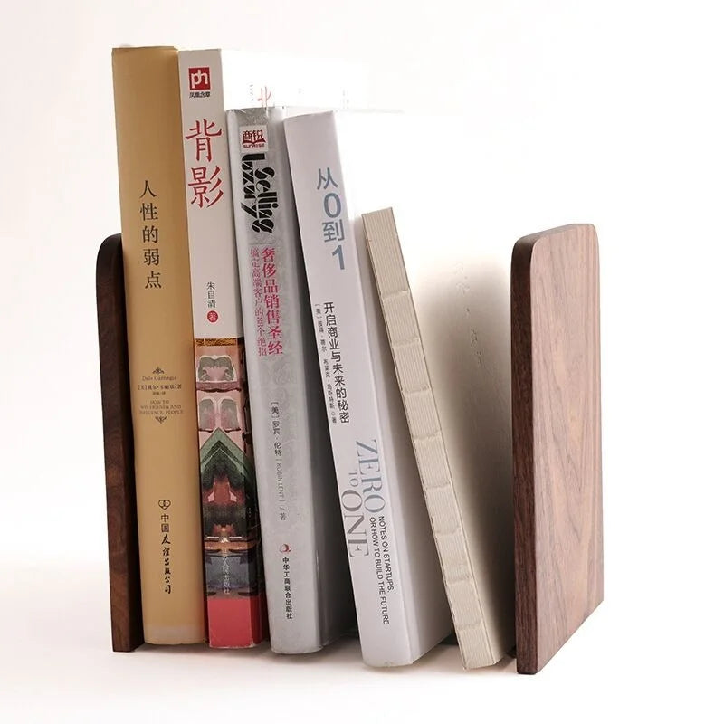 Serre-Livres Organisateur Bureau Bois Naturel - Support Rangement Livres et Accessoires