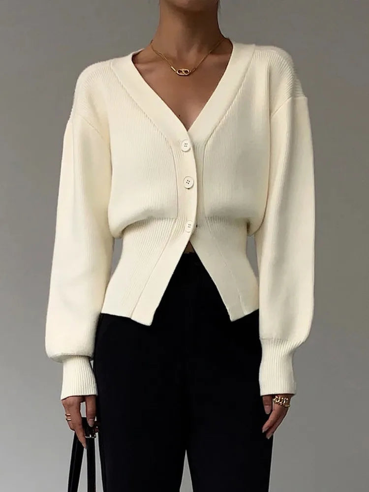 Cardigan Femme Automne - Pull Tricoté Élégant Manches Longues, Style Coréen Casual Chic