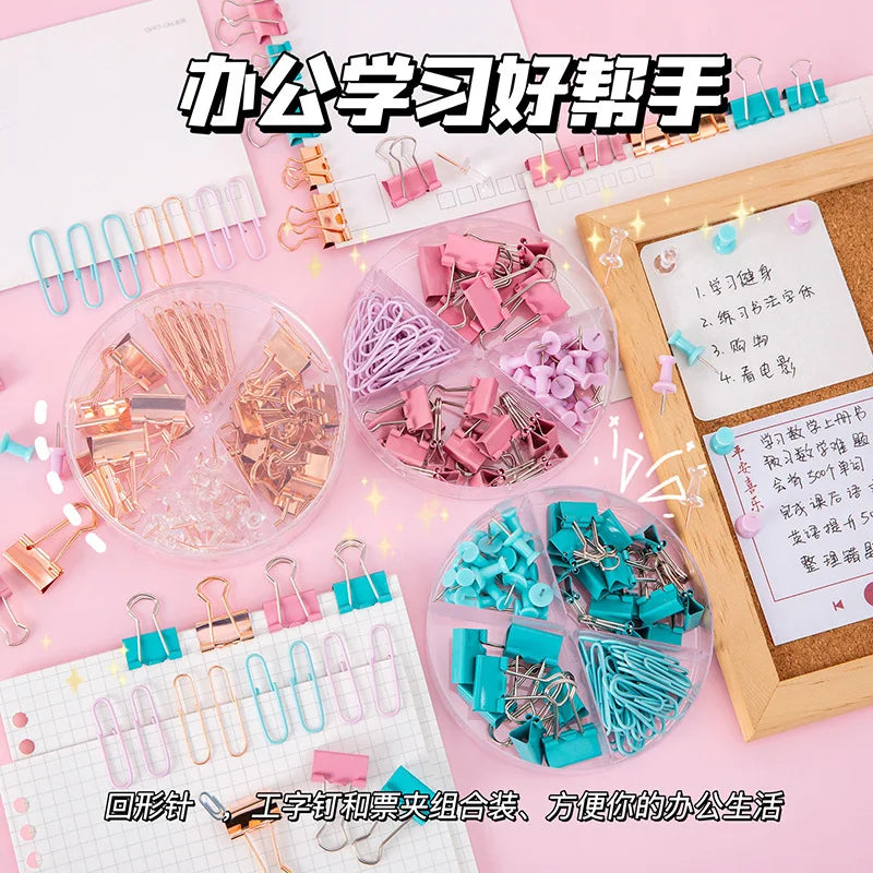 Set Clips et Reliures Métalliques Bview Art - Fournitures Bureau Design, Accessoires Organisateurs Mignons