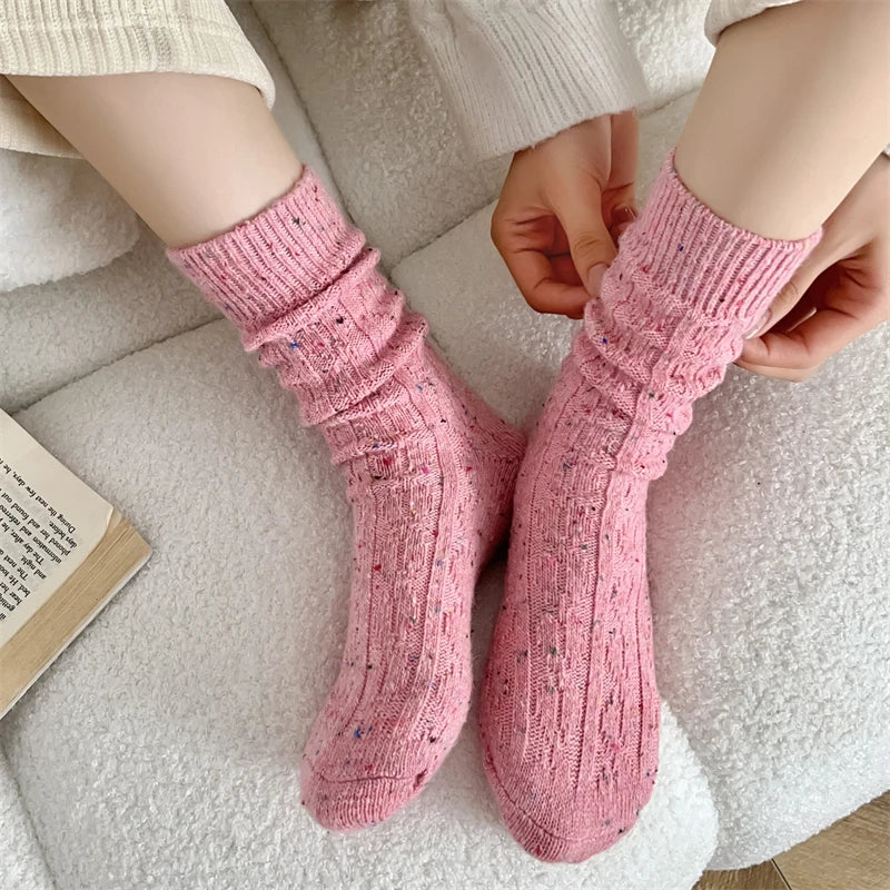 Chaussettes Femme Hiver - Rayées Chaudes en Laine, Mode Casual Automne