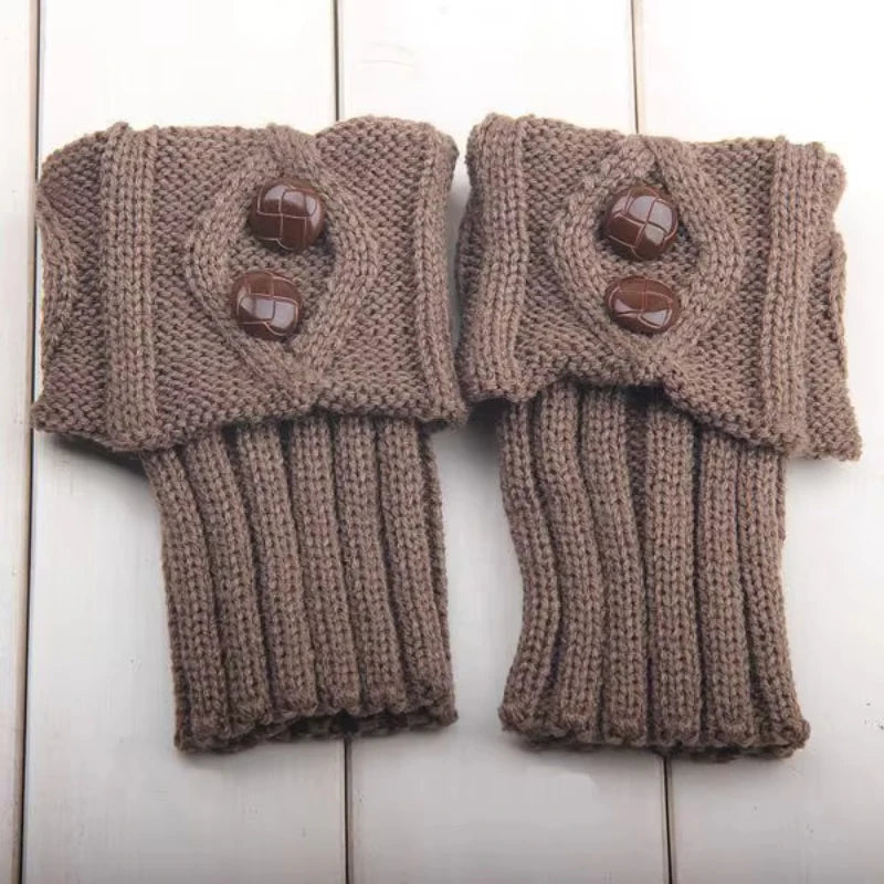 Jambières Laine Tricotée avec Boutons - Chaussettes Chaudes Motif Losange, Couvre-Bottes Automne Hiver