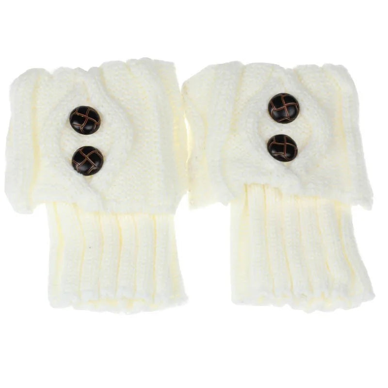 Jambières Laine Tricotée avec Boutons - Chaussettes Chaudes Motif Losange, Couvre-Bottes Automne Hiver