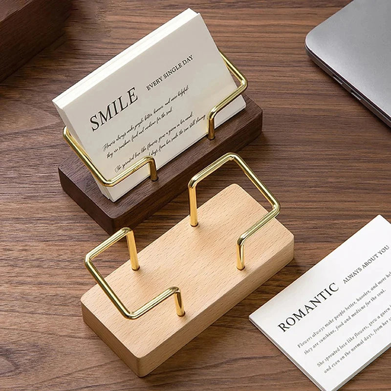 Porte-Cartes de Visite en Bois - Organisateur de Bureau Élégant