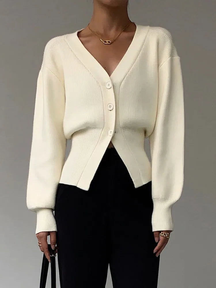 Cardigan Femme Automne - Pull Tricoté Élégant Manches Longues, Style Coréen Casual Chic