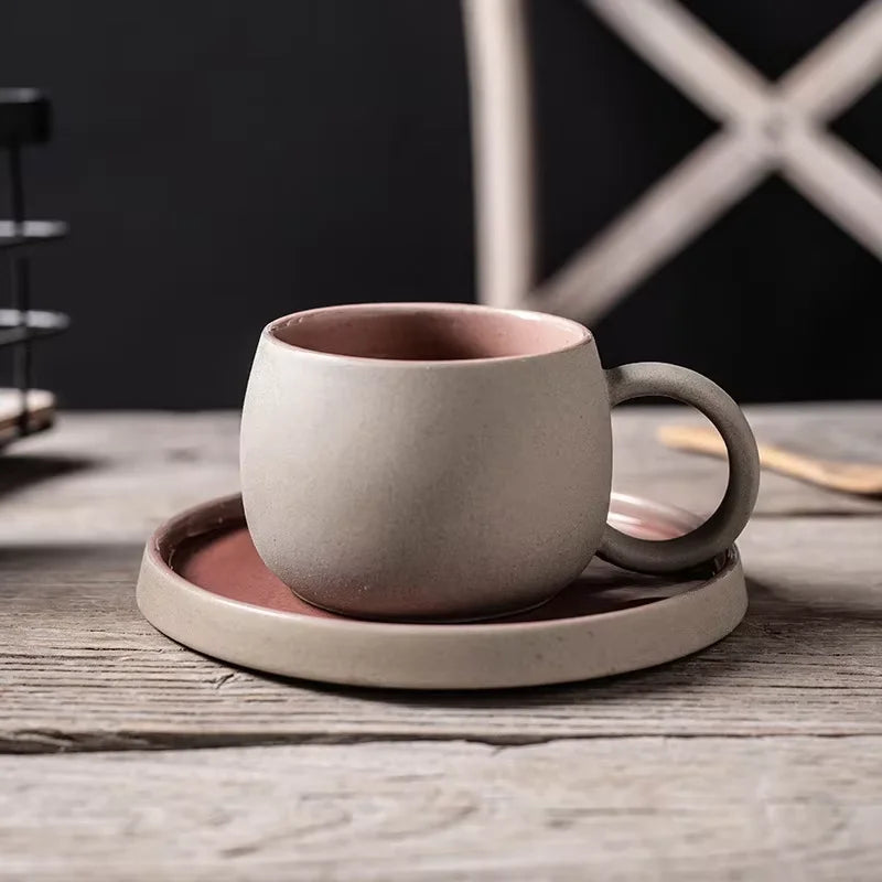 Mug Artisanal en Céramique Premium 300ml avec Soucoupe Assortie