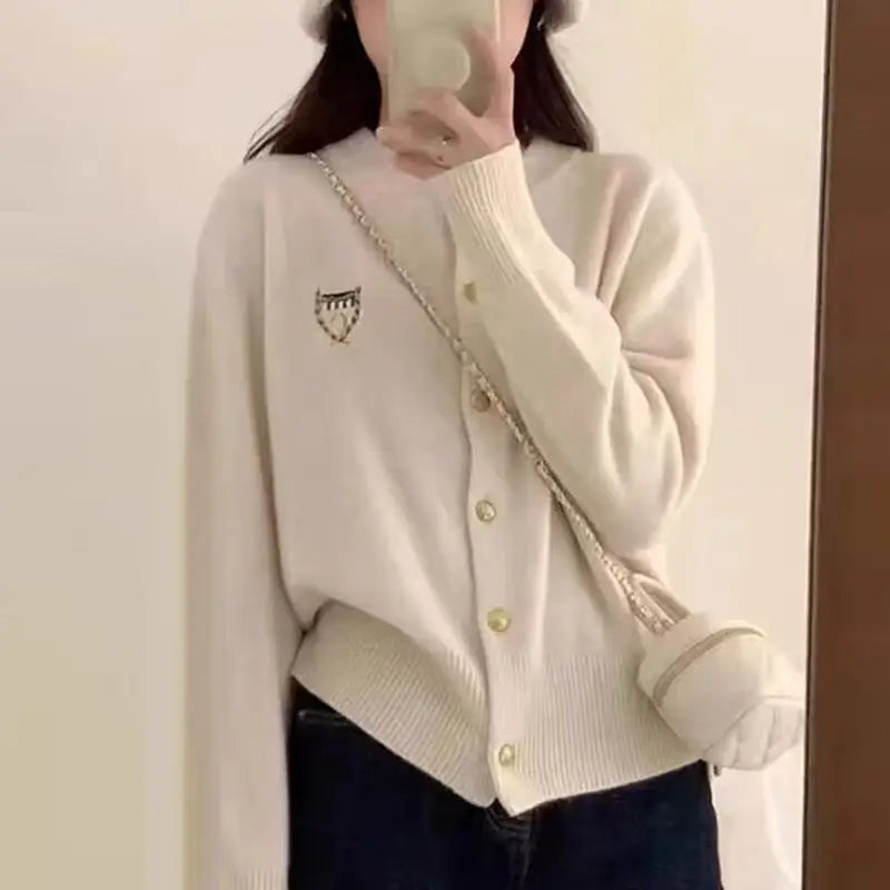 Cardigan Brodé Campus - Veste en Maille Décontractée