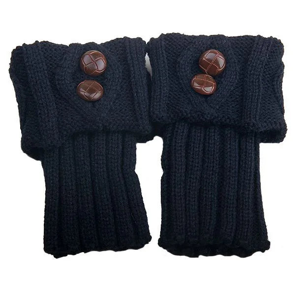 Jambières Laine Tricotée avec Boutons - Chaussettes Chaudes Motif Losange, Couvre-Bottes Automne Hiver