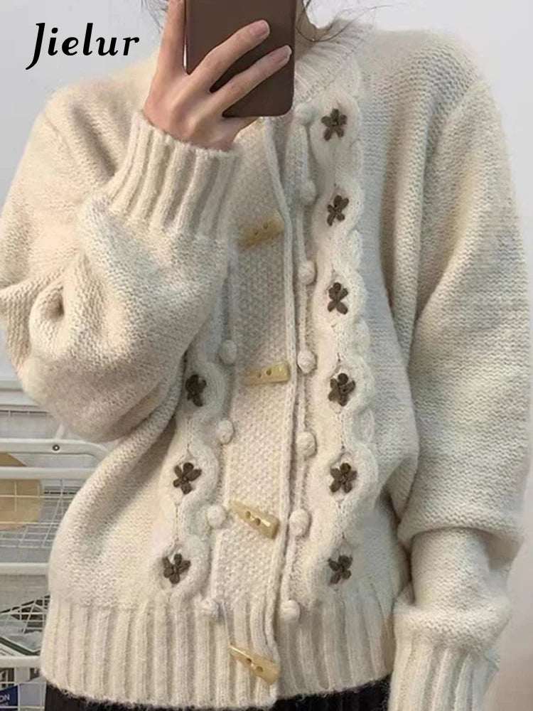 Cardigan Femme Automne Classique - Pull Col Rond Doux Tricoté, Coupe Ample
