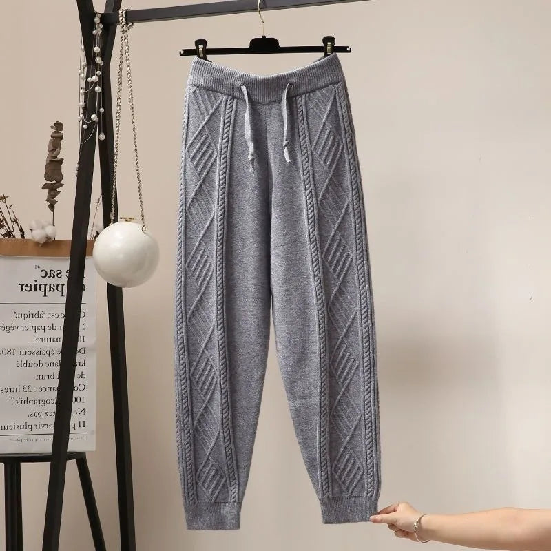Pantalon Large Femme Tricot Épais - Coupe Ample Automne Hiver