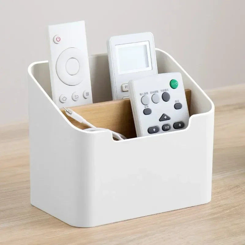 Organisateur Bureau Multifonctionnel Blanc - Rangement Compartiments Cosmétiques et Fournitures, Style Épuré