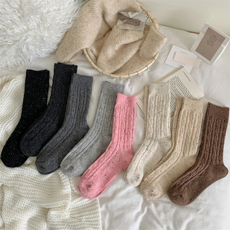 Chaussettes Femme Hiver - Rayées Chaudes en Laine, Mode Casual Automne