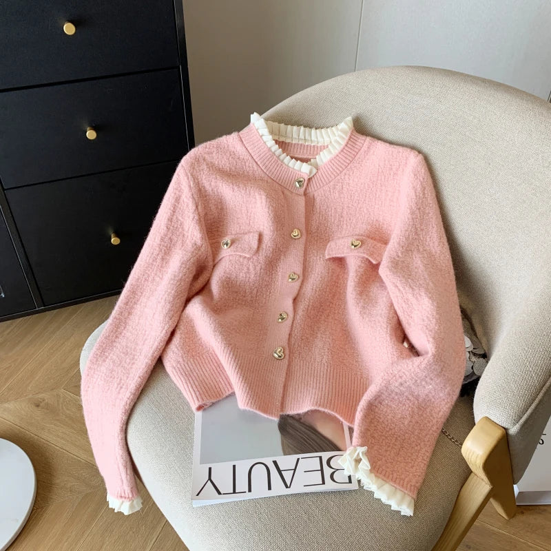 Cardigan Femme Automne - Pull Court Cozy Style Coréen, Design Délicat Coupe Ample