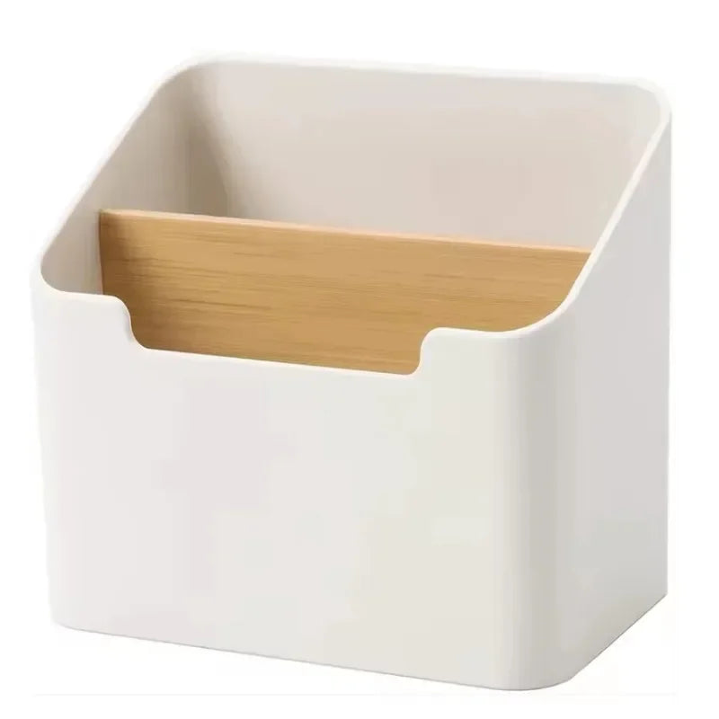 Organisateur Bureau Multifonctionnel Blanc - Rangement Compartiments Cosmétiques et Fournitures, Style Épuré
