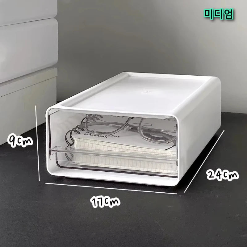 Organisateur de Bureau Transparent avec Tiroirs - Rangement Documents et Fournitures, Style Épuré